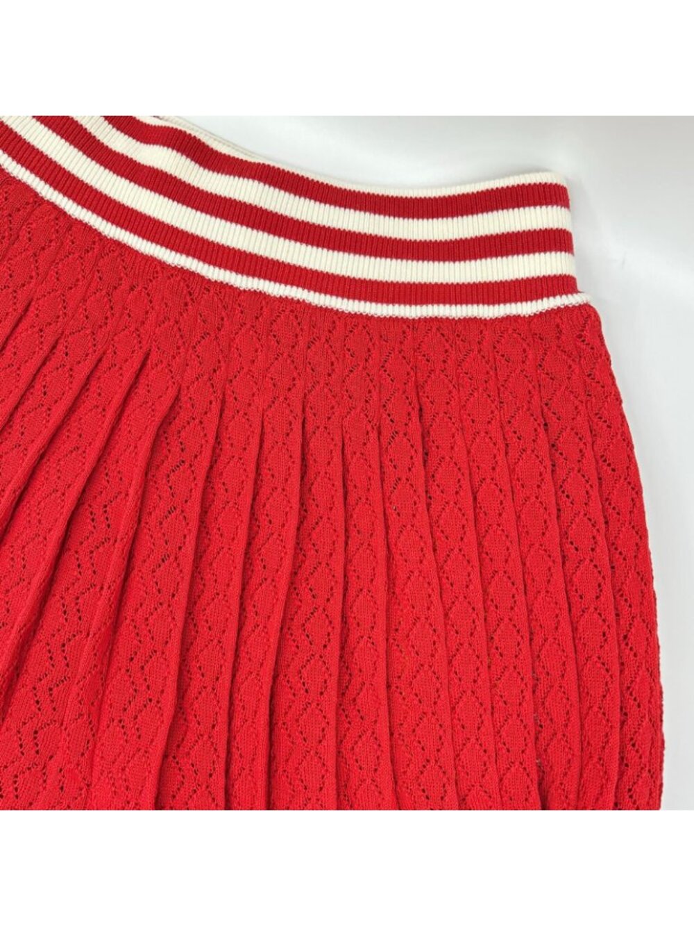 Gucci Adidas Red White Silk Blend 3 Stripes Lace Up Knit Wide Pants - Picture 8 of 10